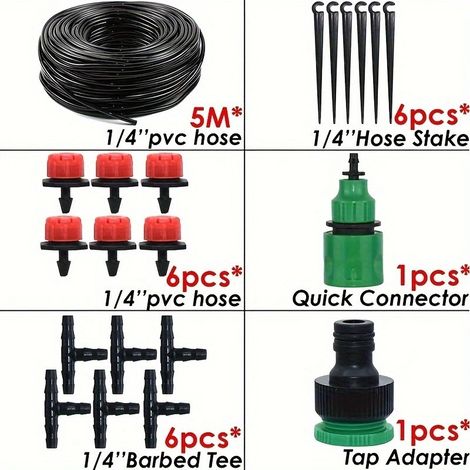 Kit d'irrigation goutte-à-goutte automatique 5m, système d'arrosage et brumisation pour jardinières de balcon et jardin