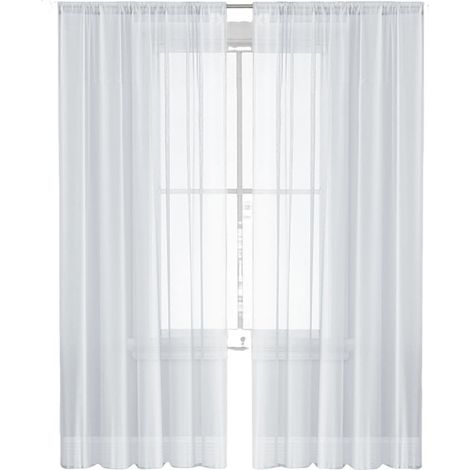 Rideaux voilages unis, semi-transparents, 2 panneaux pour salon, rideaux en tulle pour chambre, décoration de Nol, 80 cm de large x 200 cm de long. (1/5)