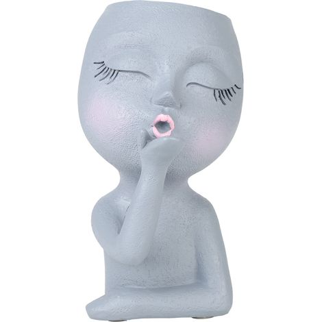 Pot de fleurs sculpté en résine, portrait, baiser volant, pot de fleurs, pot de fleurs aux yeux fermés (1/5)