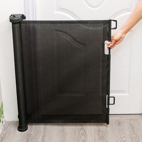 Puerta Seguridad Bebé Extensibles (0 a 150 cm) Barrera Seguridad Niños y Perros, Vallas de Seguridad para Pasillos (Negro)