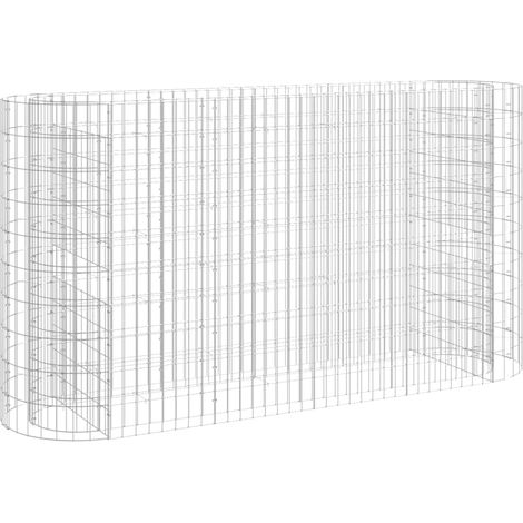 Aiuola rialzata in gabbione di ferro zincato 190 x 50 x 100 cm Argento 020039906