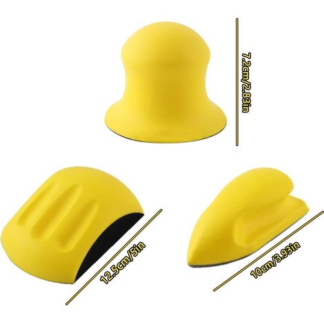 3 Pièces Cale à Poncer, Support Auto-Agrippant, Mousse PU Souple, Pour Bois, Métal, Carrosserie