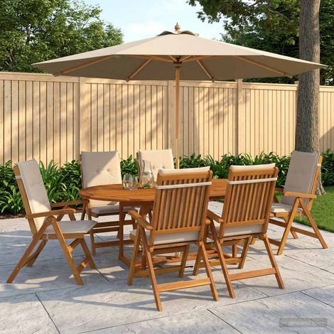vidaXL Set da pranzo da giardino 7 pezzi Naturale (1/5)