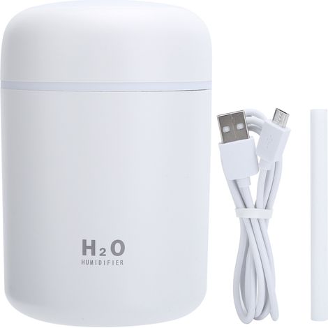 Humidificateur miniature LED blanc et coloré de 300 ml, humidificateur de bureau USB pour voiture, bureau, chambre à coucher (1/5)