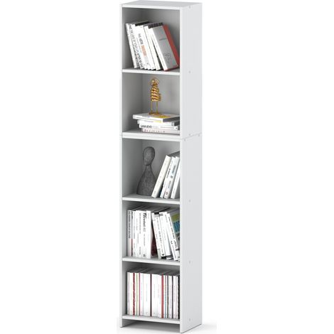 Weißes Büroregal, 40 cm, 5 Ablagen, freistehend, für Spielzeug im Wohnzimmer