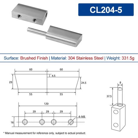 (CL204-5-BXG-LS-2PCS) Charnière détachable mère-enfant pour porte de boîte de distribution d'armoires industrielles, axe de charnière en alliage de zinc (1/5)