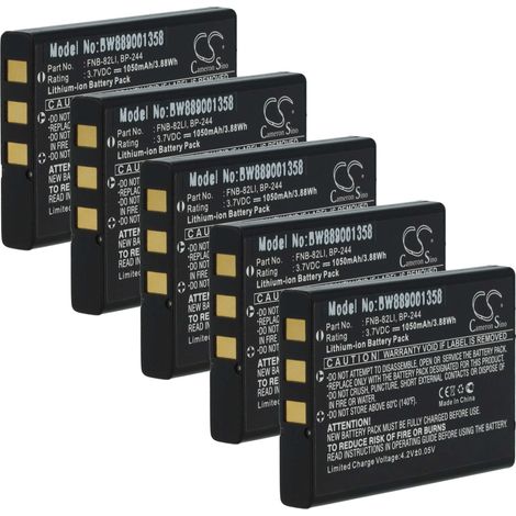 vhbw 5x Akku Ersatz für Vertex FNB-82LI, E-DC-21, BC-8260 für Funkgerät, Walkie Talkie (1050 mAh, 3,7 V, Li-Ion)