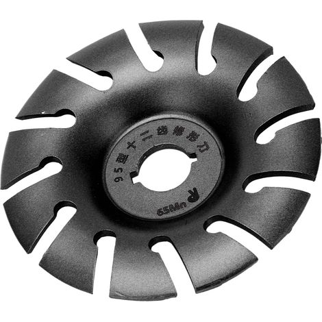 Disque à modeler pour meuleuse d'angle, 12 dents, acier inoxydable, 95 mm, noir, pour le travail du bois. (1/5)