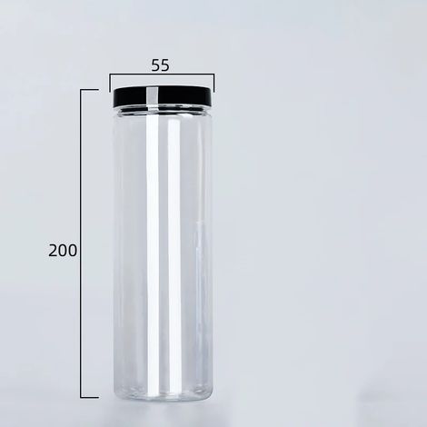 (noir - 428 ml) Boîte de rangement transparente scellée avec couvercle, bouteille d'emballage vide en plastique, seau de rangement circulaire, boîte à biscuits, boîte de conserve scellée de qualité al (1/5)