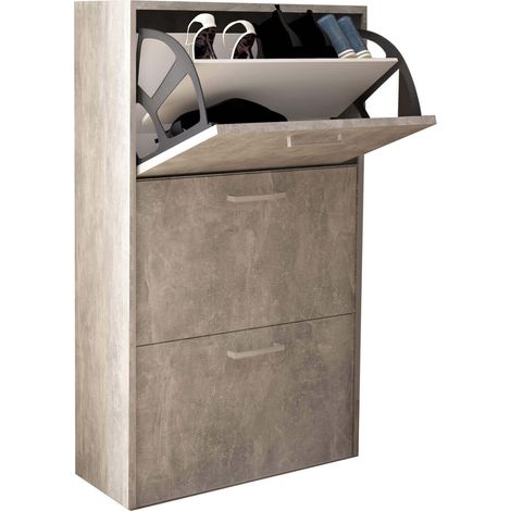 Scarpiera da interno a 3 ante a doppio scomparto in legno Ilenia - Gray (1/4)