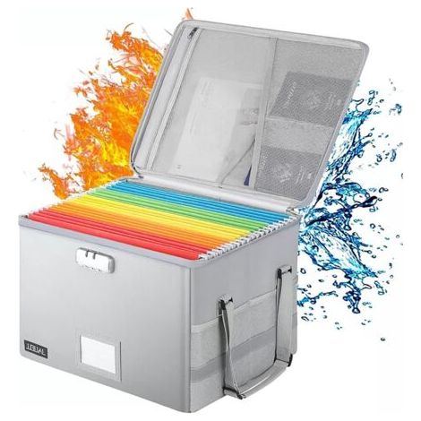 Boîte de Rangement Ignifuge avec Serrure, Boîte de Rangement Portable Pliable pour Documents, avec Fermeture Éclair Résistante à L'eau et Poignée Réglable, pour La Maison, Le Bureau et Les Voyages (1/5)