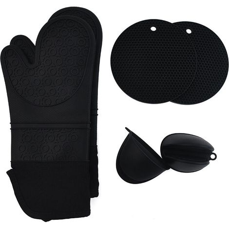 Guanti da forno Tigrezy Guanti da forno Set di 6 presine, guanti da cucina Guanti da forno in silicone e cotone (1/5)