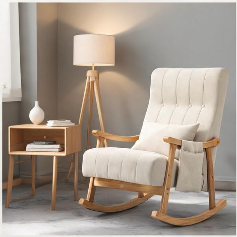 Fauteuil beige en polyester 90 x 65 x 98 cm (1/5)