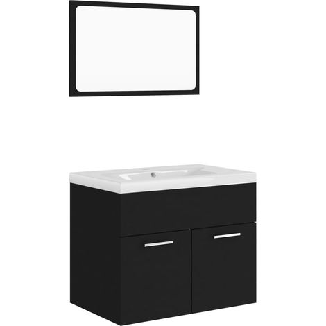 Maison Exclusive - Badmöbel-Set Schwarz Holzwerkstoff
