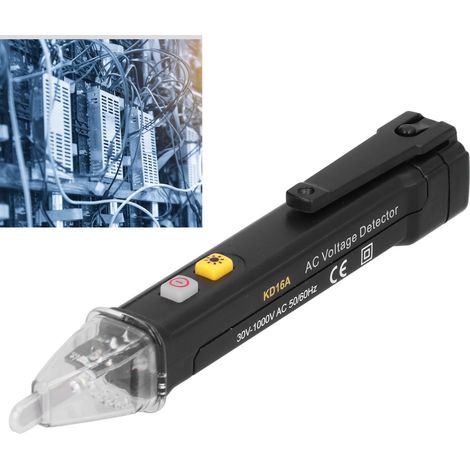 Schwarzer Wechselspannungsprüfer KD16A mit akustischen und optischen Signalen – Tragbarer elektrischer Prüfer für 64–600 V, CAT III 1000 V (1/5)