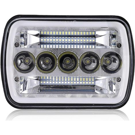 5x7 Zoll 7x6 Zoll LED-Scheinwerfer mit Fern- und Abblendlicht, Halo-Tagfahrlicht für Jeep Cherokee XJ Wrangler YJJXLGV (1/5)