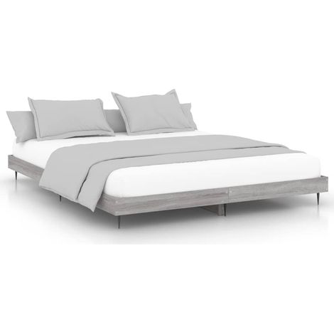 Maison Exclusive - Bettgestell Grau Sonoma 140x200 cm Holzwerksto (1/5)
