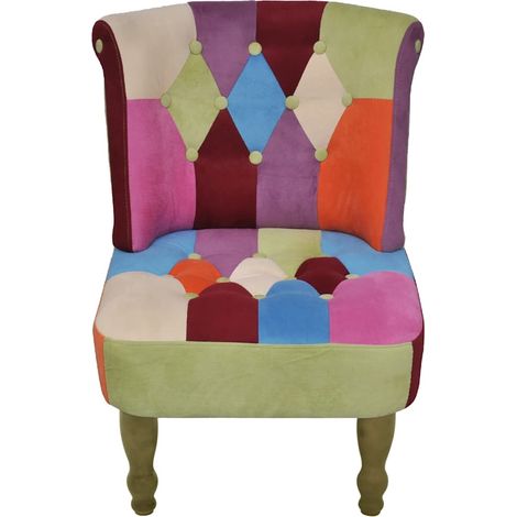 Maison Exclusive - Französischer Stuhl mit Patchwork-Design Stoff