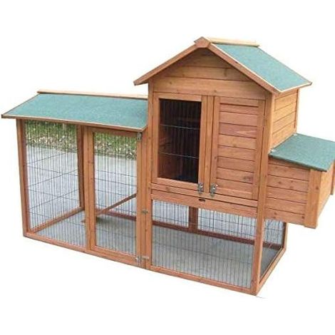 Casetta per galline pollaio foresta in legno bicolore 186x71 - Foresta (1/10)