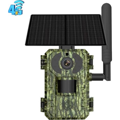 Caméra de chasse 4G UE, 4MP 2K, batterie solaire, PIR, détection mouvement, IP65, vision nocturne extérieure – Sans carte