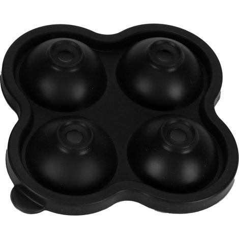 Moule à Glaçons Silicone 4 Boules - Bac à Glaçons Rond pour Cocktail et Boissons - Noir (1/5)