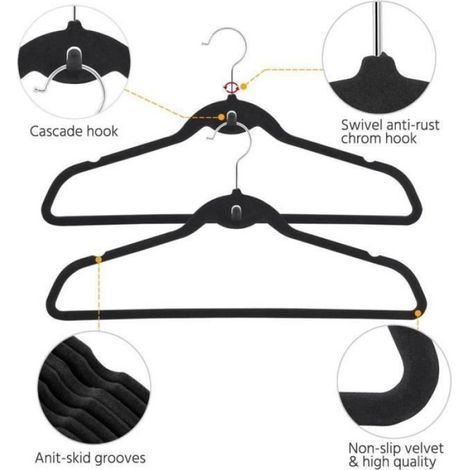 20pcs Cintres antidérapants de costume de velours, pour organisateur de maison de garde-robe (1/4)