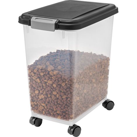 Iris Ohyama, Boîte à croquette hermétique sans BPA pour animaux, Couvercle à rabat, 35L, MP-8, Noir