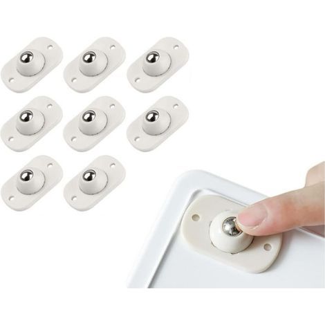 Set mit 8 universellen, um 360° drehbaren Mini-Selbstkleberollen mit Umlenkrolle und Kugellager-Übertragungssystem für Möbel (1/5)