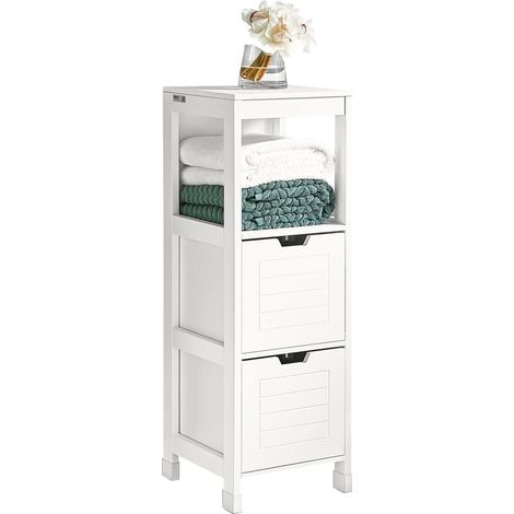 SoBuy Bathroom Storage Cabinet Unit with 1 Shelf and 2 Drawers FRG127-W