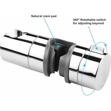 Pommeau De Douche - Support Réglable ABS 18-25 mm - Rotation 360° - Chrome - Pour Barre Ronde - 1 Pièce (1/5)
