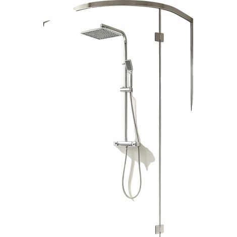 Conjunto de ducha termostática, altura regulable de 82 a 110 cm, ancho de la ducha superior de 30 cm, longitud del rociador de mano de 22 cm, montaje en pared, doble salida de agua. (1/5)