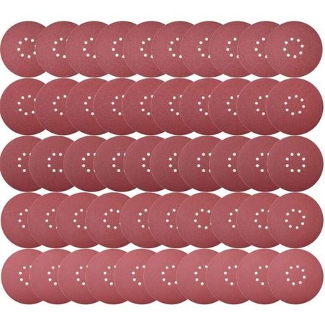 Abrasive Disc, Sanding Discs, 225mm 8-Hole Abrasive Disc 50pcs, 225mm Sanding Discs 10X P40/60/80/120/240, Self-Adhesive Abrasive Discs for Long Neck Sanders (1/4)