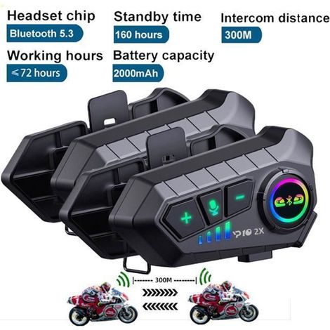 Autrement PRUMYA Intercom moto duo sans fil 300 m – assistant vocal, IPX6, autonomie 30 h