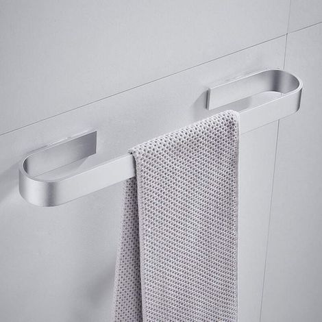(Argent, 40 cm) Porte-serviettes mural sans perforation, rails antirouille, serviettes de bain, porte-vêtements, porte-serviettes de cuisine