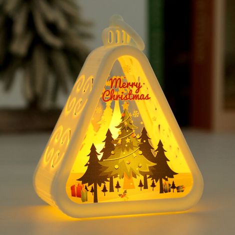 Veilleuse de décoration de Noël rétro, cadeau lumineux, accessoires d'affichage de bureau, lumière d'ambiance (arbre de Noël) (1/3)