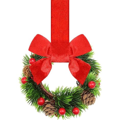 Guirlande De Noël - Ronde - Branches Vertes Avec Baies Rouges Et Pommes De Pin - Pour Porte Fenêtre Armoire Cheminée - 15 X 25 Cm - 1 Pièce (1/3)