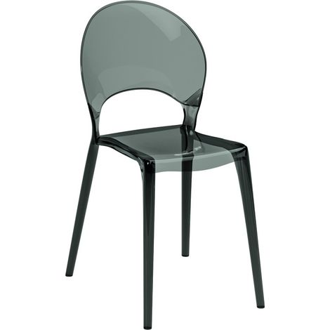 Sedia Pearl in Policarbonato Grigio - Design Moderno e Trasparente, Seduta Elegante con Linee Morbide, Dimensioni 49.5x53x84 cm (1/2)