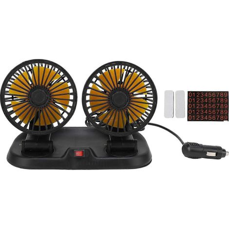Ventilateur de voiture à double tête, orientable à 360°, 2 vitesses, puissant ventilateur électrique de circulation d'air pour (1/4)