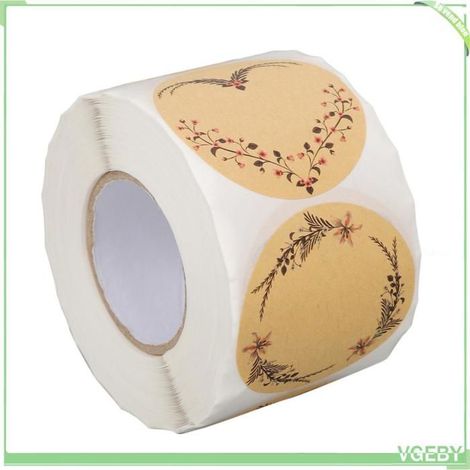 Étiquettes autocollantes rondes - FAFEICY - 500 pièces - Papier kraft - Marron - Auto-adhésives (1/4)