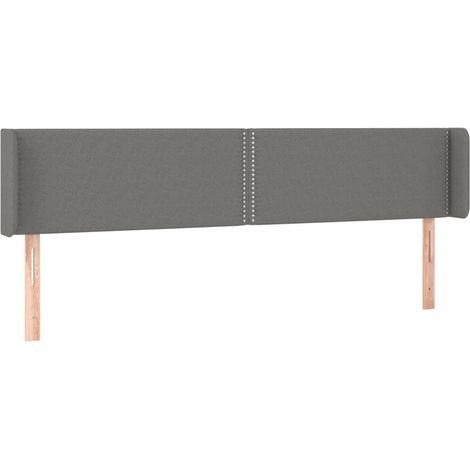 Testiera letto complemento arredo camera da letto con bordo laterale 183 x 16 x 78/88 cm tessuto grigio scuro TDL0204963