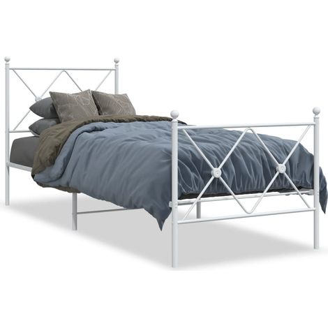 Maison Exclusive - Giroletto con Testiera e Pediera Metallo Bianco 75x190 cm (1/5)