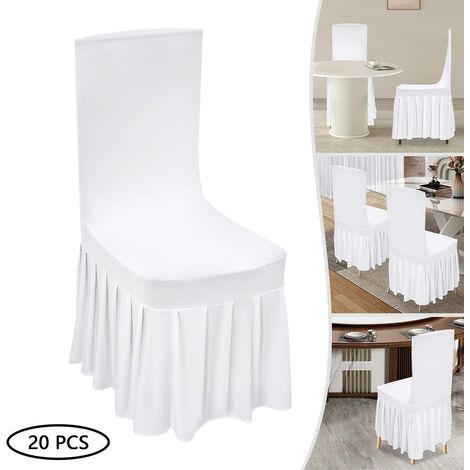 20 housses élastiques pour chaises de restaurant, housses pour chaises à jupe plissée épaisse, housses jacquard, décoration pour mariage à domicile. (1/5)