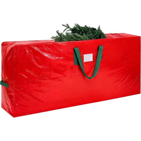 Sac De Rangement Pour Sapin De Noël - Jusqu'à 275 Cm - Matière Étanche Et Résistante - Fermeture Éclair Double - Poignées Renforcées - Rouge (1/5)