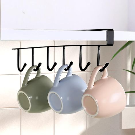 Support mural, double plage, crochets, porte-jarretelles, Porte Sans Perçage pour cuisine, salle de Bain, placard, 1 tarte, noir (1/5)