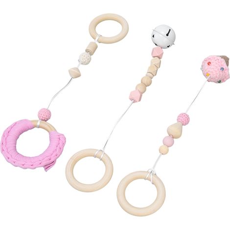Ensemble de 3 jouets d'éveil pour bébé : tapis d'éveil en bois, design mignon, couleurs vives, surfaces lisses, pendentif en bois, idéal pour offrir ou décorer la maison. (1/5)