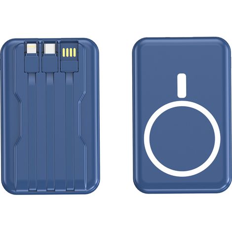 Batterie externe magnétique 10000mAh avec câble intégré, charge rapide sans fil, compatible iPhone et Android, compacte et puissante, idéale voyage. (1/2)