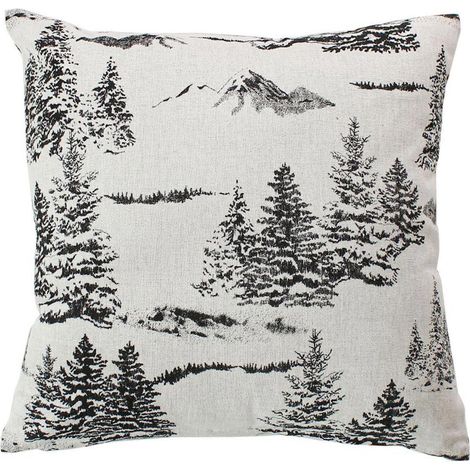 Coussin Déco de Noël "Ebène" 40x40cm Écru & Anthracite (1/3)