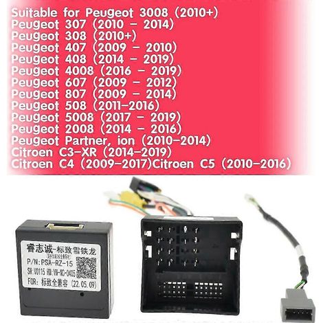 16-poliger CANBUS-Decoder-Box-Adapter für Peugeot 2008, 3008, 308, 307 und Citroen C5, C4, C3
