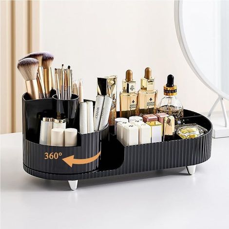 Make-up-Organizer für den Schminktisch, um 360 Grad drehbarer Make-up-Pinselhalter, großer Kosmetik- und Pflege-Organizer