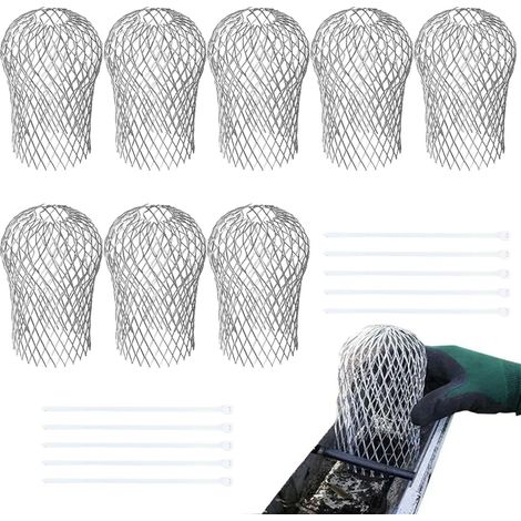 Crapaudine de Gouttière,8pcs Filtre Gouttière,Crochet Gouttiere,Grille Protection pour Gouttières,Grille Gouttière Anti Feuilles,Flexible Protections Gouttières Aluminium (1/5)